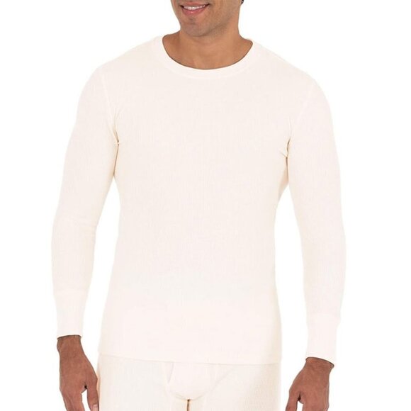 Fruit of the Loom Mens Recycled Waffle Thermal Underwear Crew Top - NWT - Picture 1 of 5